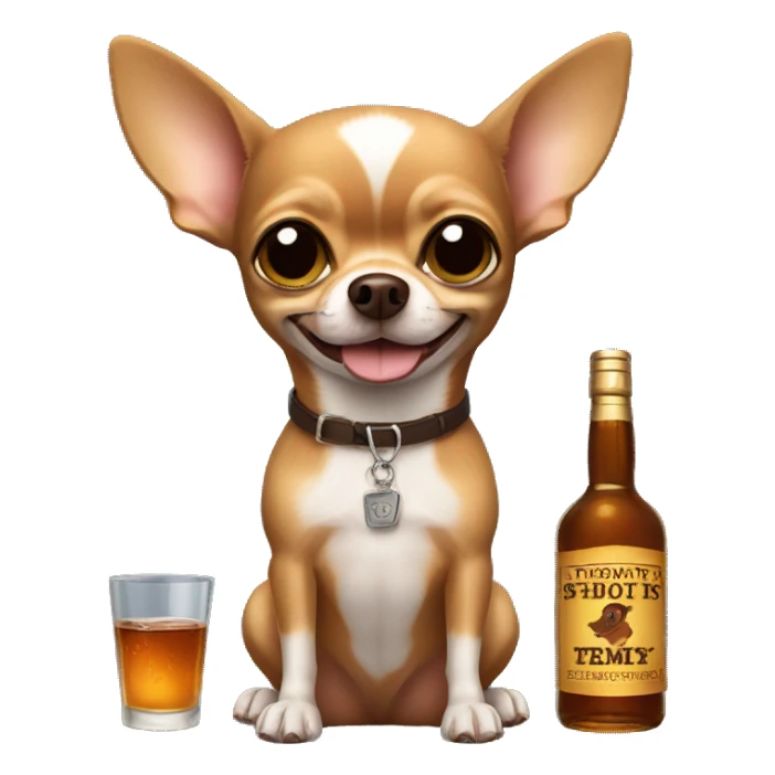 brown Chihuahua holding whiskey bottle  sticker