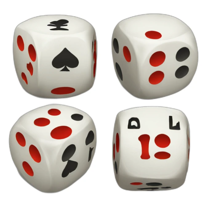casino die showing side 1, 3 and 5 sticker