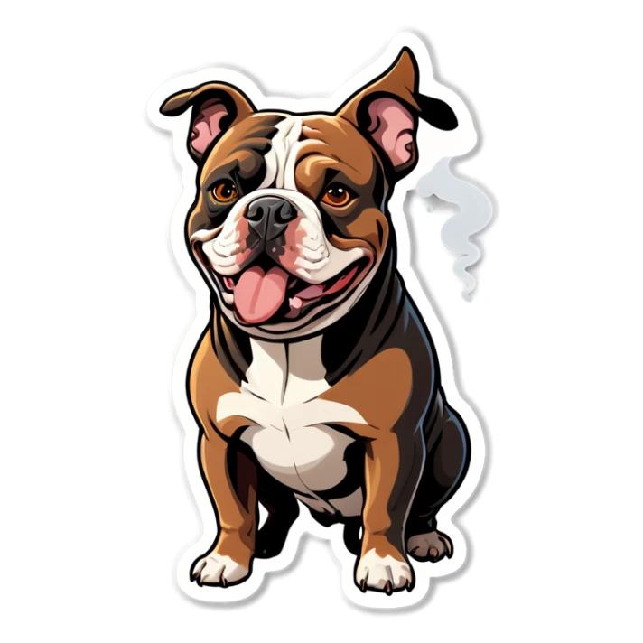 American bully gray and brown smoking  sticker