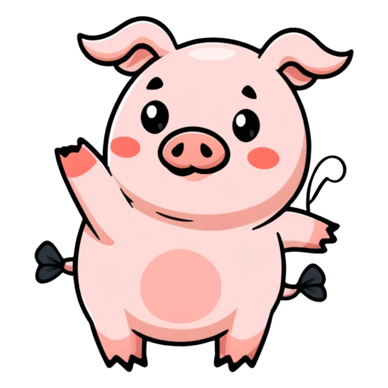 Pig with bows farting sticker