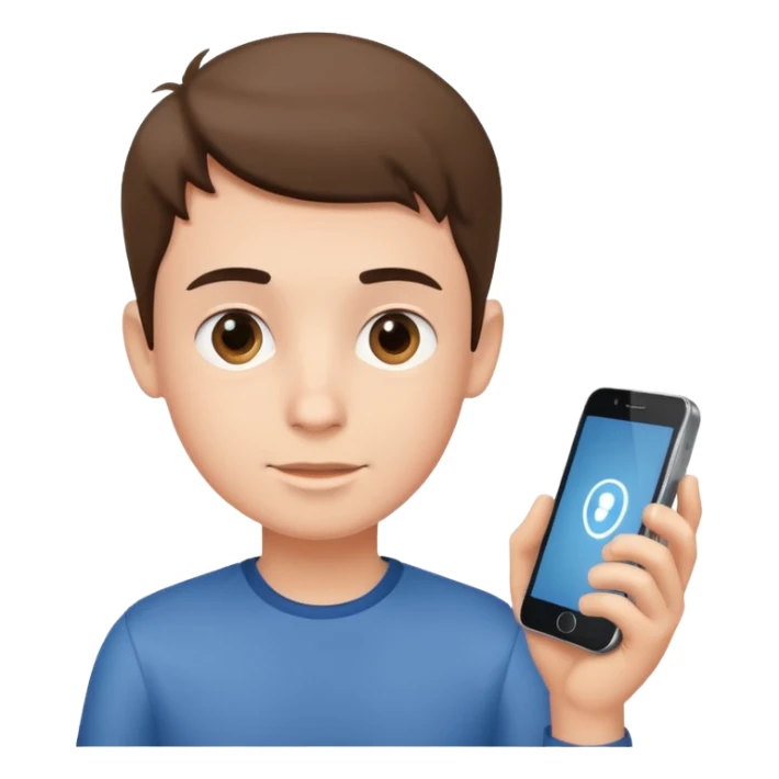 un chico con un celular en su mano sticker