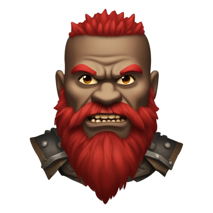Armored Berserker orc with red beard & red mohican sticker
