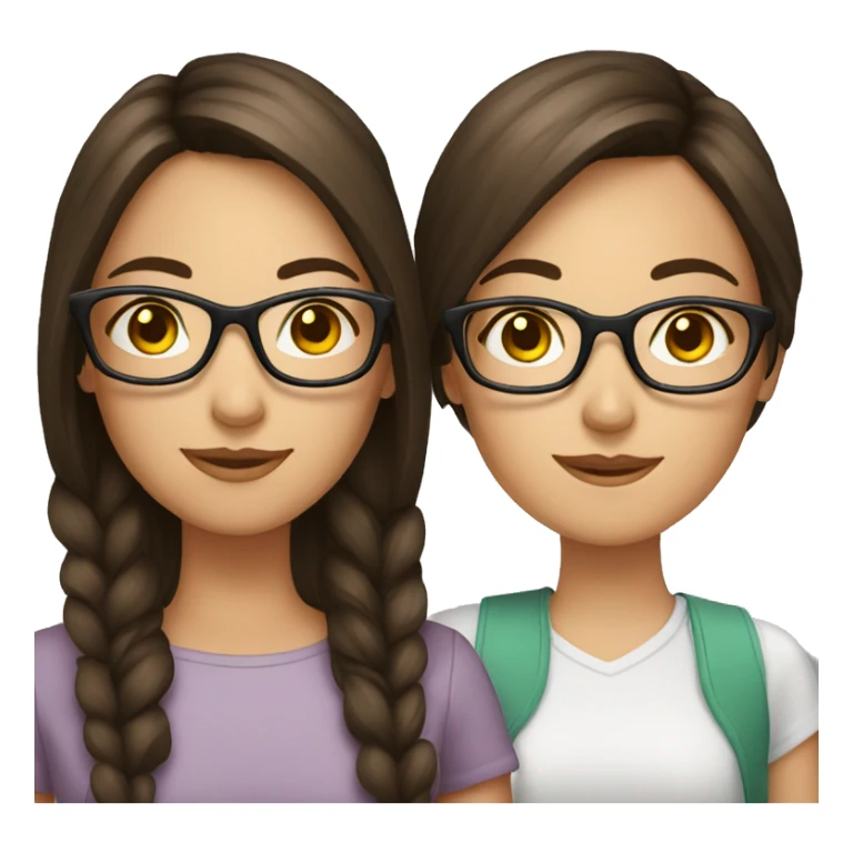two brunette girls one with glasses sticker