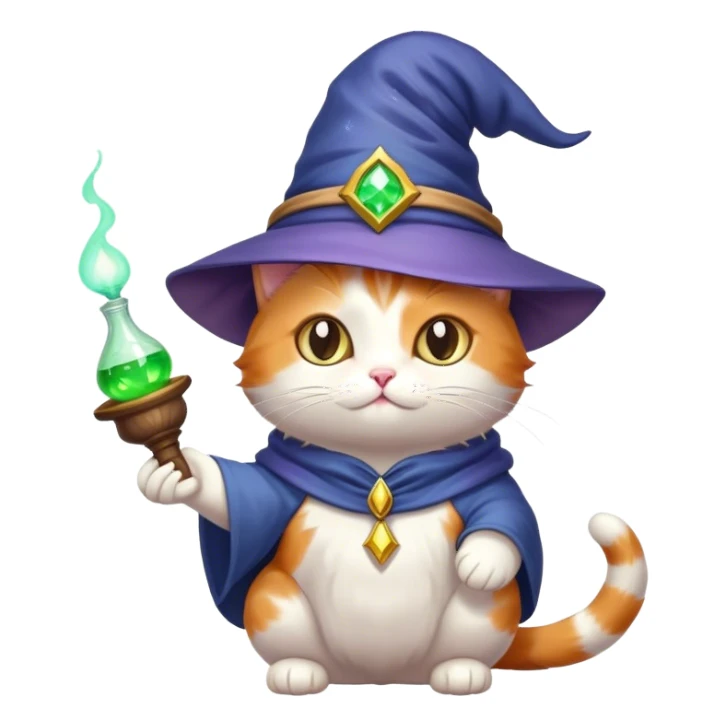 Penguin Wizard"A cute cat with a magical wizard hat, holding a tiny glowing potion."

 sticker