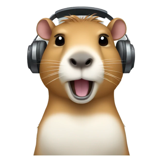 capybara with headphones crossing arms sticker