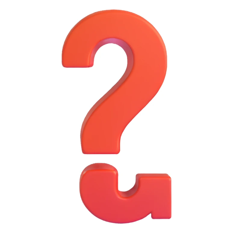 3D emoji style, general form question mark icon, three-dimensional and clean look sticker