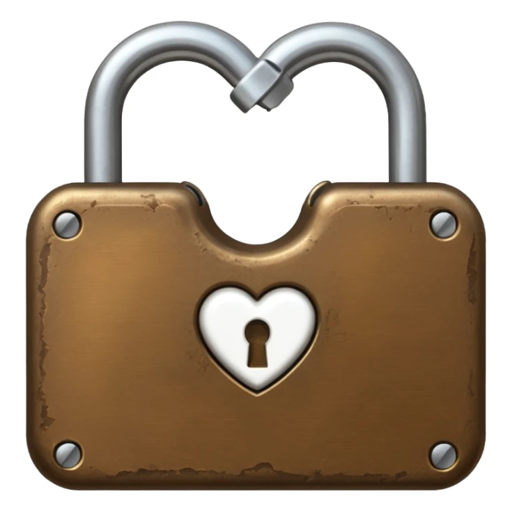 Lock with a brown with a heard white sticker