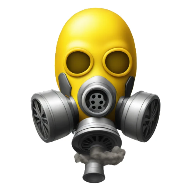 a yellow emoji weraing a gas mask sticker