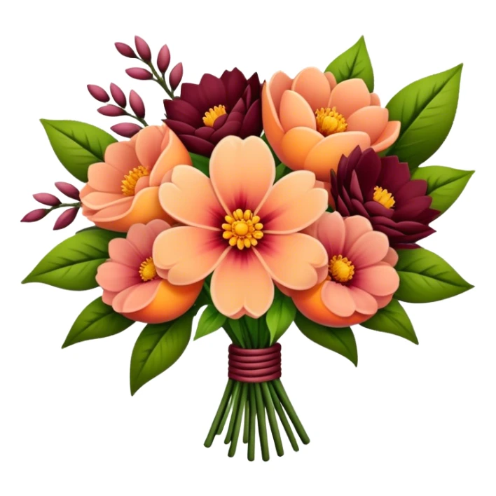 Peach and maroon flower bouquet  sticker