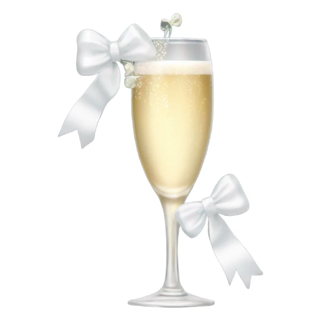 Champagne glass with white bridal bow on stem sticker