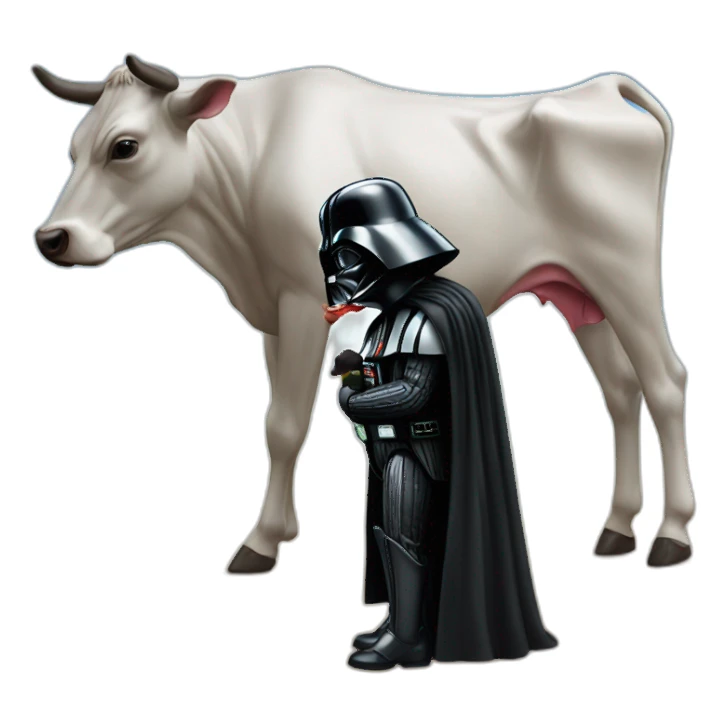 Darth Vader kissing a cow sticker