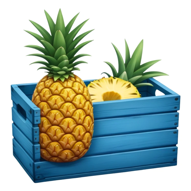 pineapple in a blue wooden container sticker