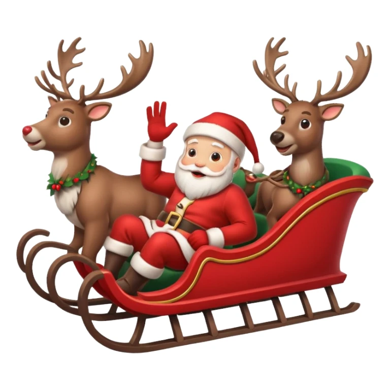 Santa in sleigh with 8 Reindeers sticker