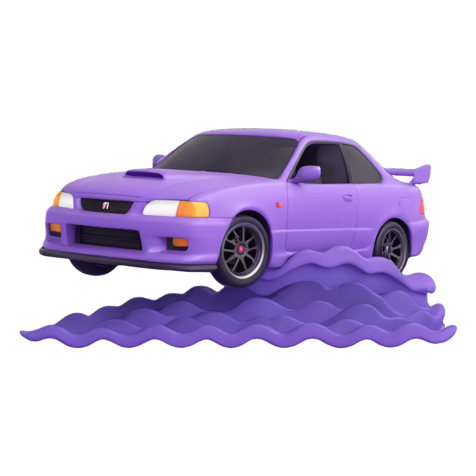 japanese purple wave phonk car drifting sticker