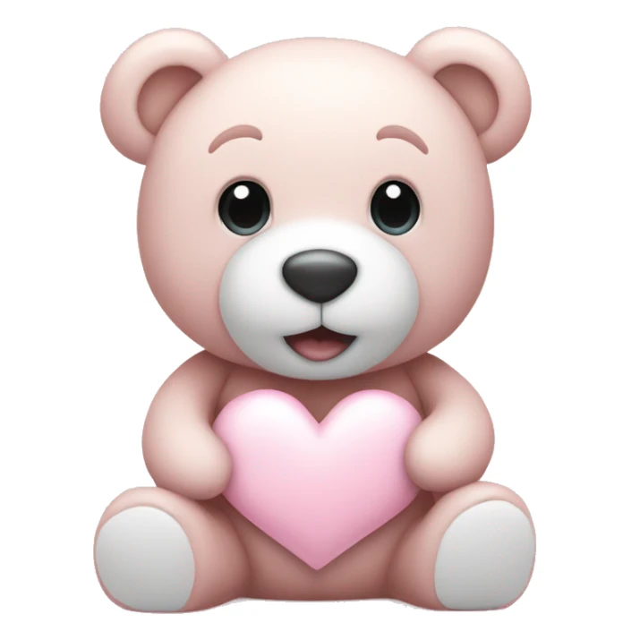 Light pink teddy bear with white heart sticker