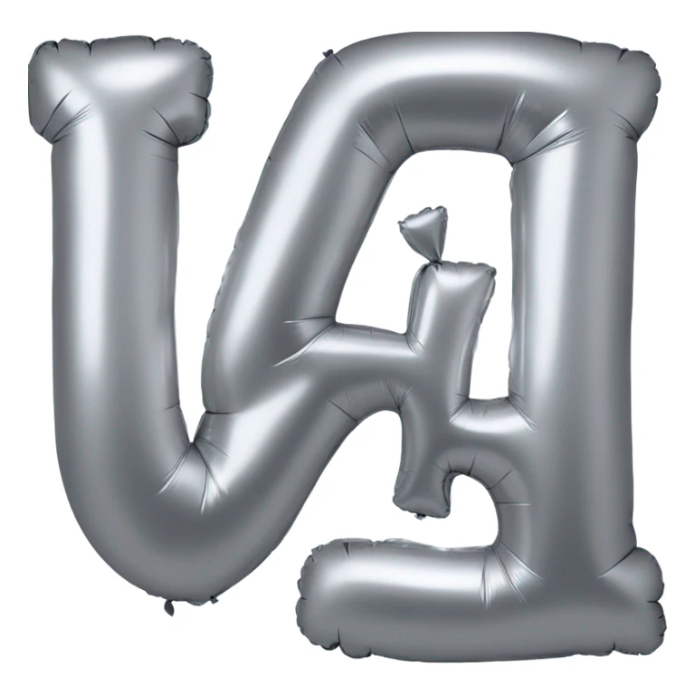 R silver metallic balloon letter sticker