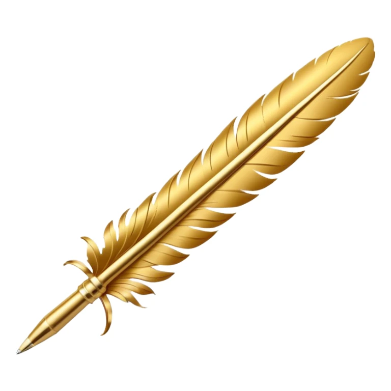 3D perspective academic premium golden ink feather pen sticker