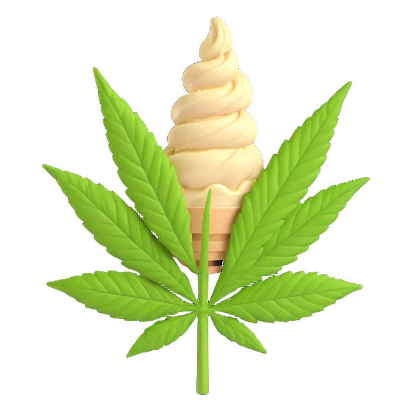 gelato with cannabis leaf sticker