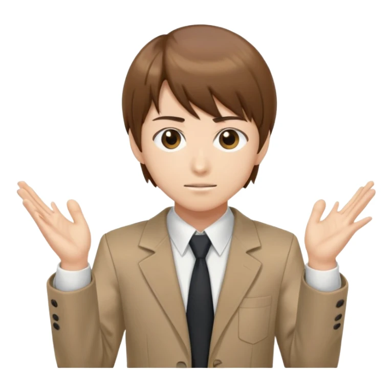 Light Yagami from Death Note, brown hair, school uniform, animatedly explaining with both hands gesturing sticker