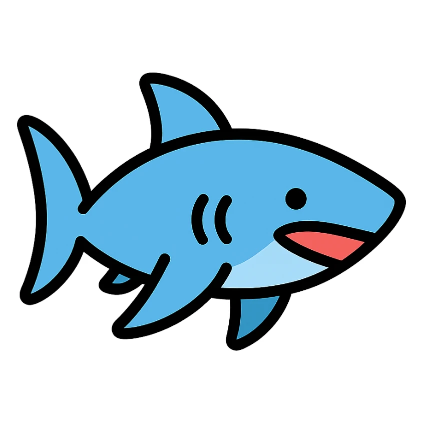blue shark icon with color outline sticker