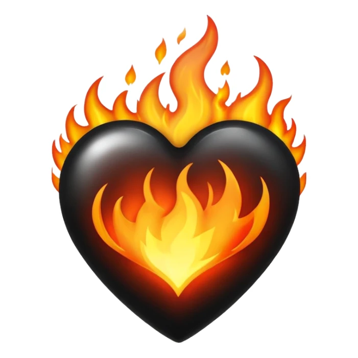 Black heart on fire emoji sticker