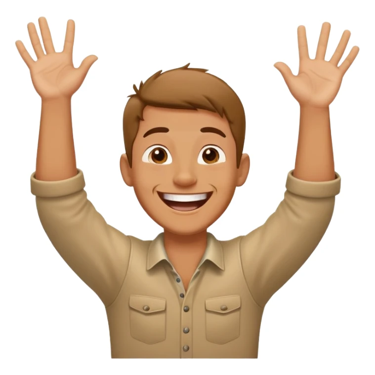 Guy laughing with hands in the air sticker