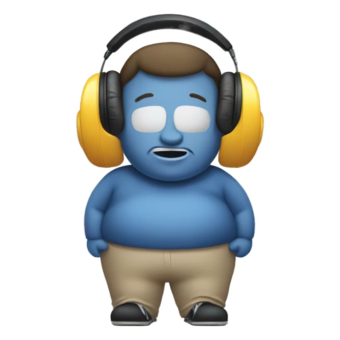 Obese person with gaming headphones on sticker