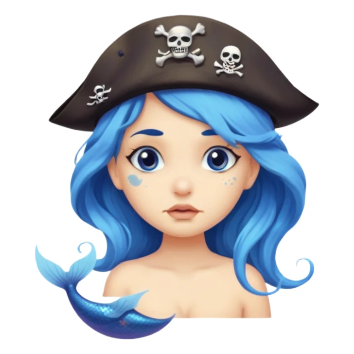 a sad mermaid wearing pirate hat  sticker