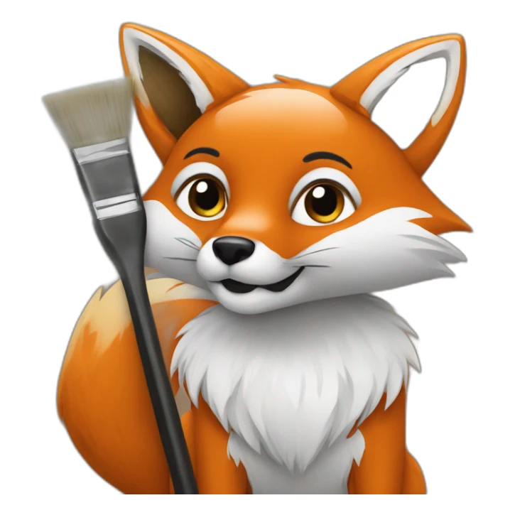 fox with brush sticker