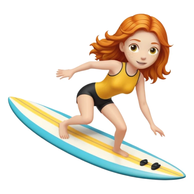 ginger girl riding surfboard sticker