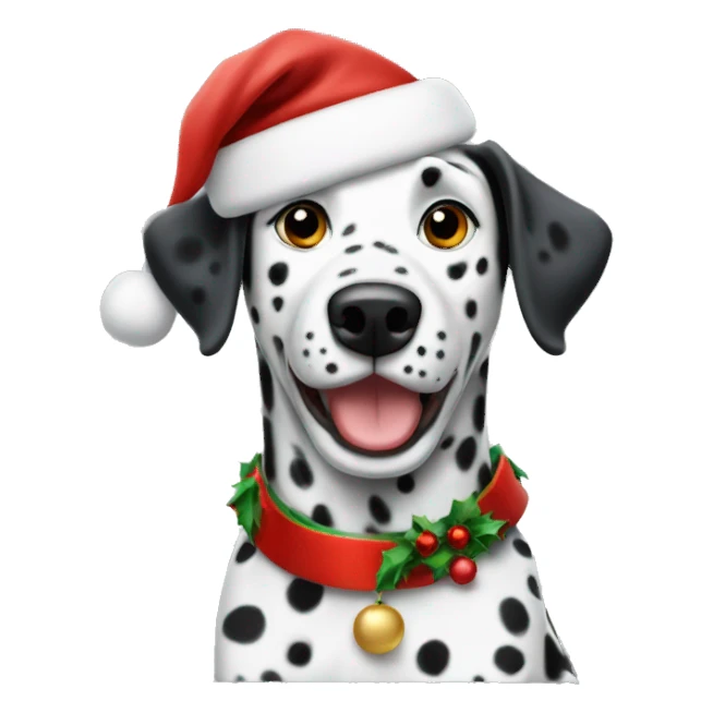 Dalmatian wearing a Christmas hat sticker