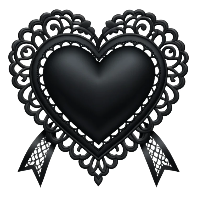 goth heart with a black lace ribbon sticker