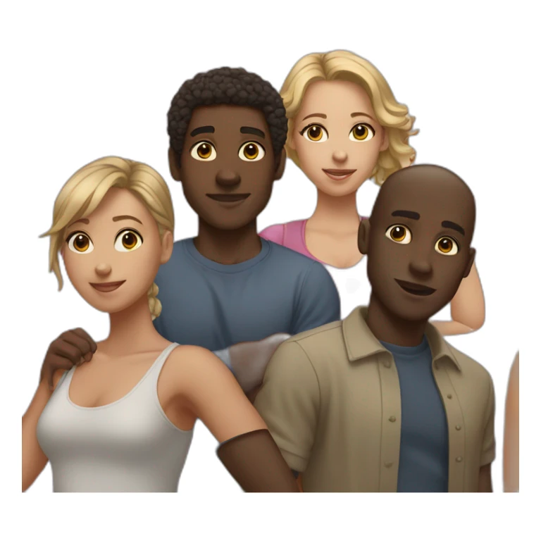 five black guys standing behind a light-skinned girl sticker