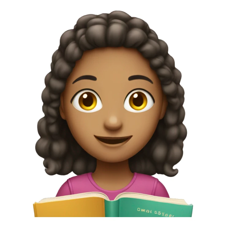 smiling girl with book sticker
