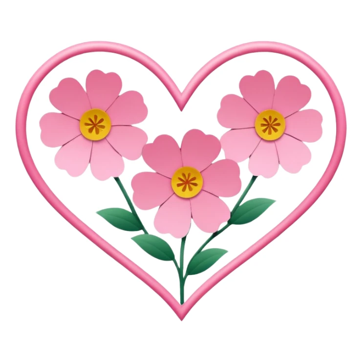 Japanese Heart flowers sticker