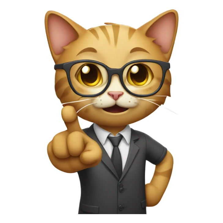 nerdy cat lifting index finger  sticker