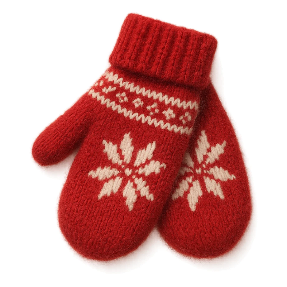 christmas wool mittens, soft and fluffy ,remove background sticker