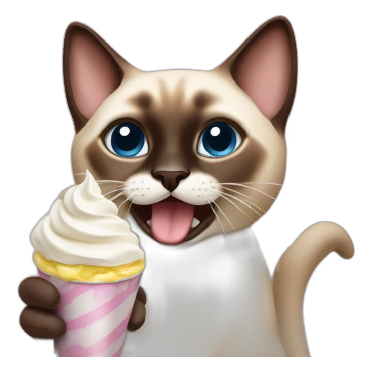 A Siamese cat eating whipped cream sticker