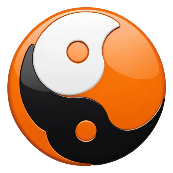 Orange and black ying yang sticker