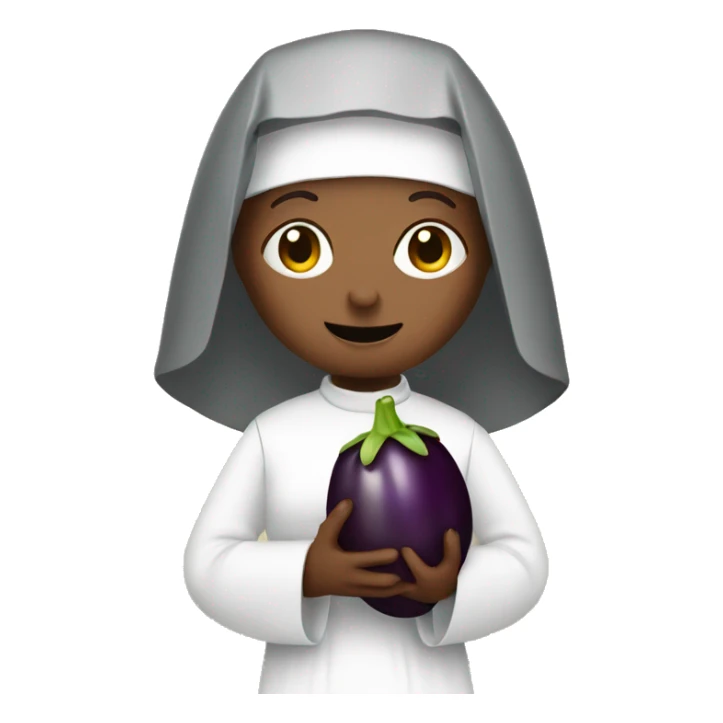 nun holding an eggplant in hands sticker