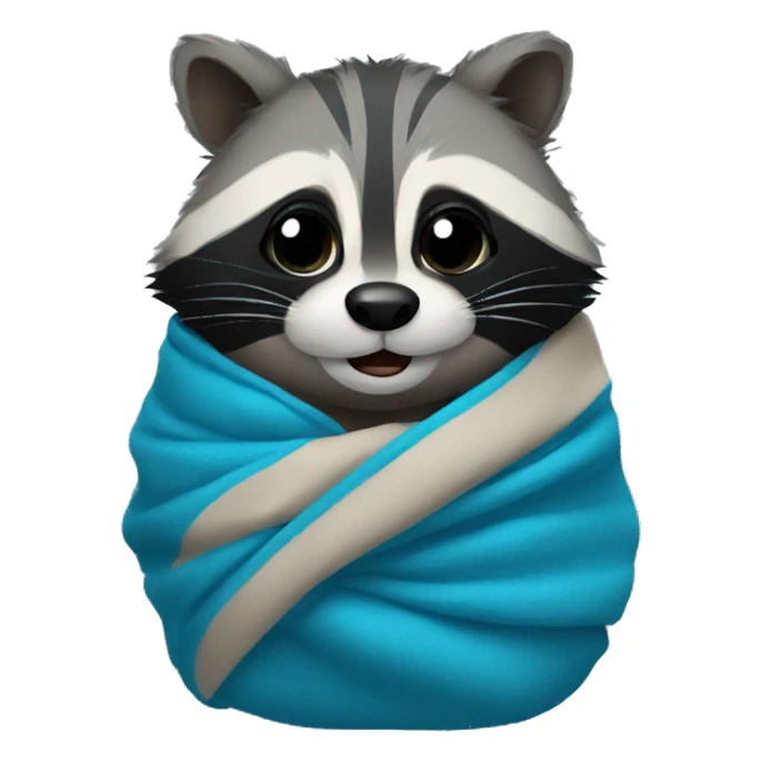 Raccoon wrapped in blue blanket sticker