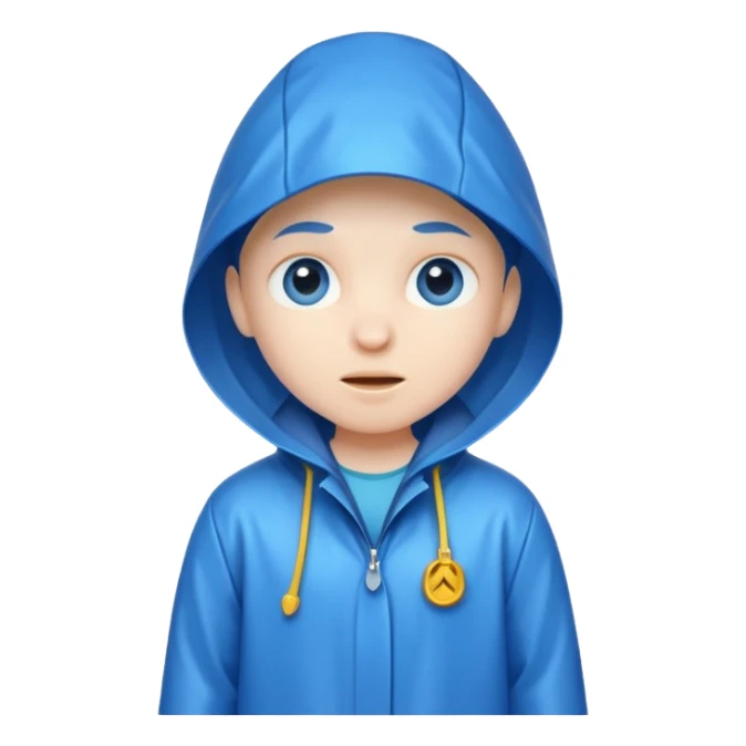 blue raincoat, just rain coat, negative character. sticker