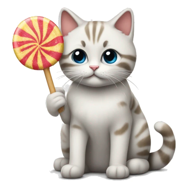 Kat die een lolly eet en blij is sticker