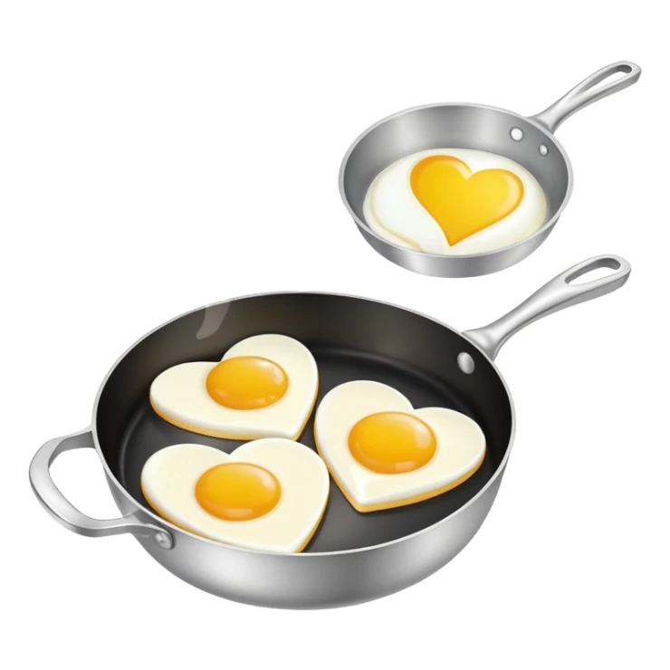 cooking pan with double heart-shaped eggs sticker