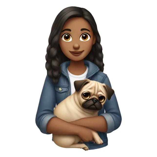 girl holding pug  sticker