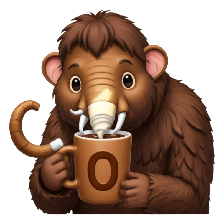 A mammoth who drinks a hot chocolate sticker