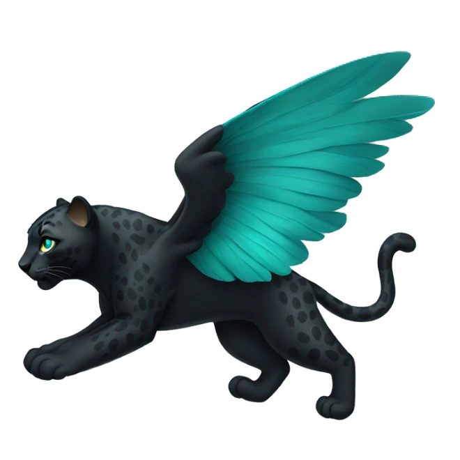 winged black leopard with turquoise eyes flying sticker