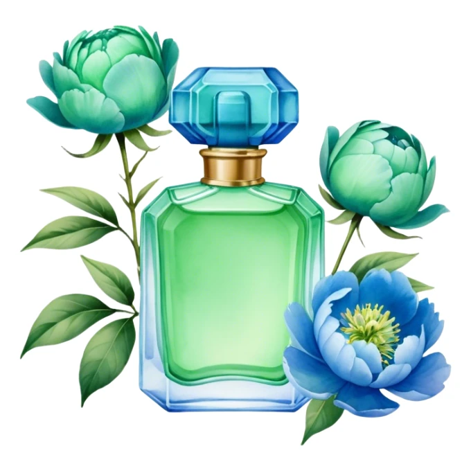 Sky green perfume and blue peonies  sticker