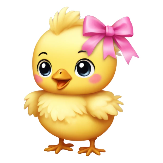 Baby chicken with pink bow sticker