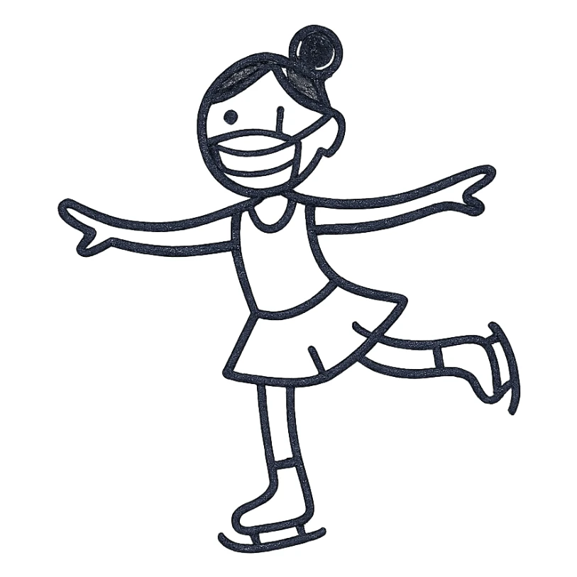a figure skater girl wearing a face mask sticker